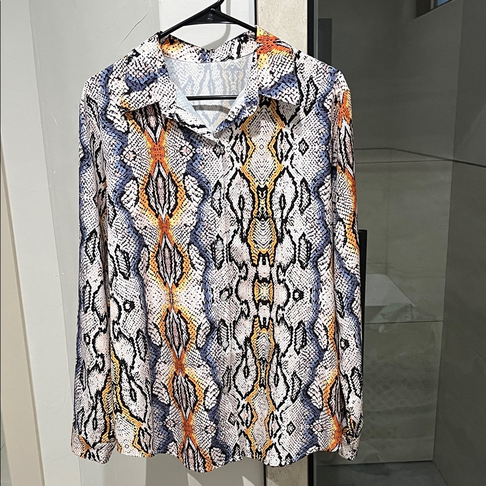 Snakeskin Print Long Sleeve Shirt